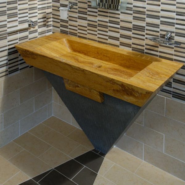 yellow palmas stone bathroom