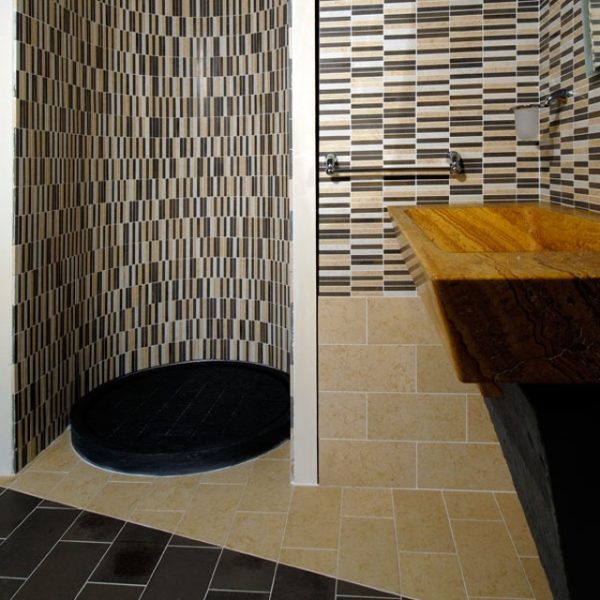 yellow palmas stone bathroom