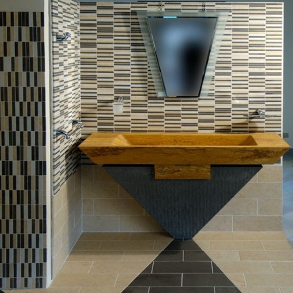 yellow palmas stone bathroom