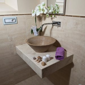 dark travertine bathroom