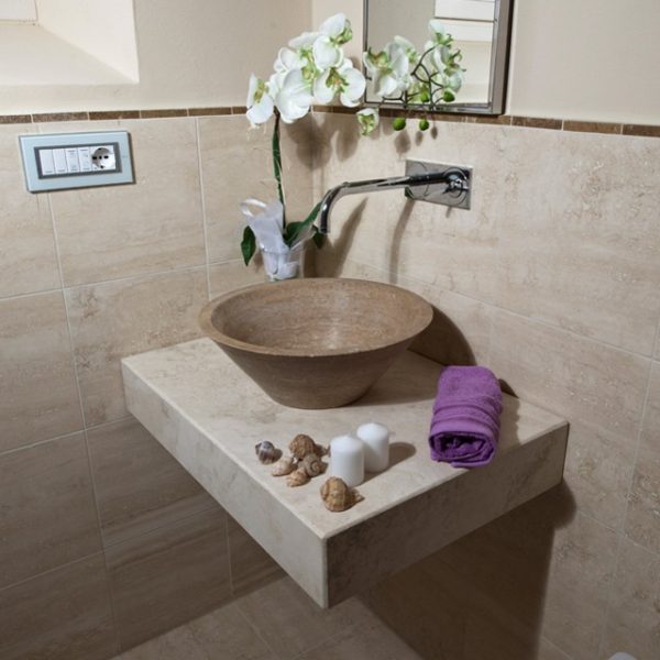 dark travertine bathroom