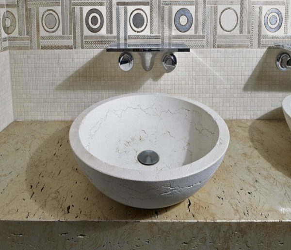 lavabo bagno marmo pietra bianco travertino