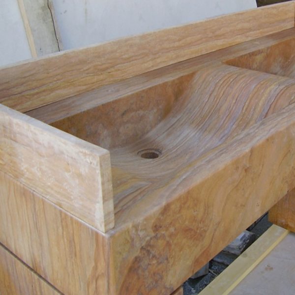 bathroom sink made of rainbow marble