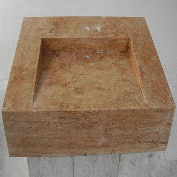 bathroom sink in travertine sabas stone