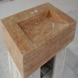 bathroom sink in travertine sabas stone