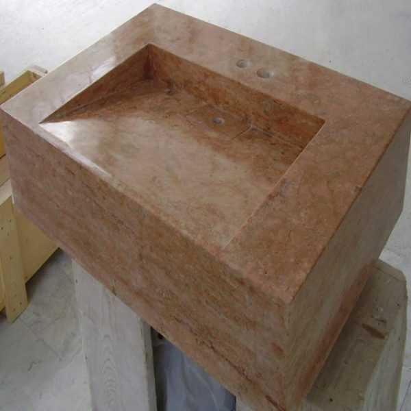 bathroom sink in travertine sabas stone