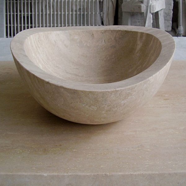 bathroom sink in travertine stone
