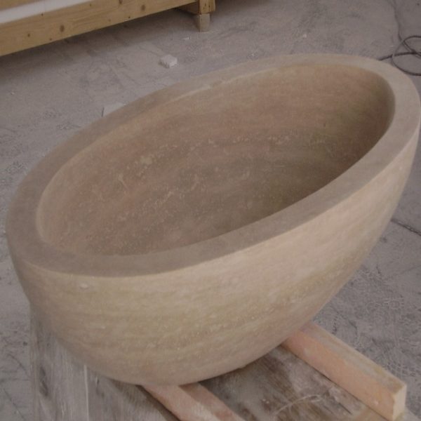 bathroom sink in travertine stone