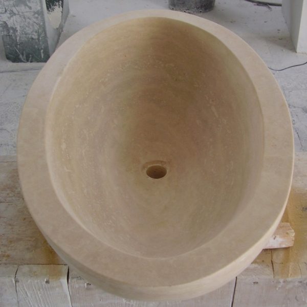 bathroom sink in travertine stone