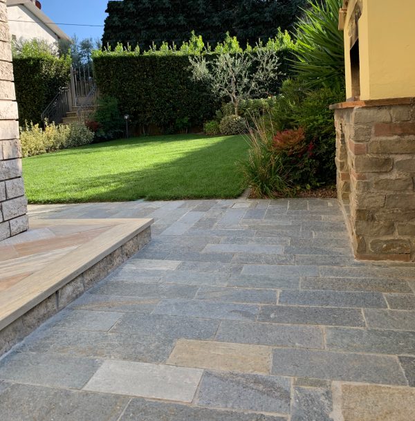 brazilian quartzite and luserna stone tiles paving