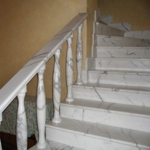 stair made of white calacatta marble