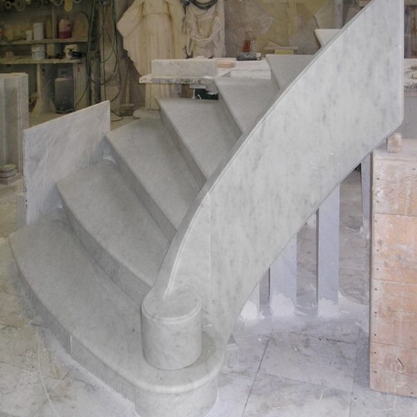 white carrara marble stair