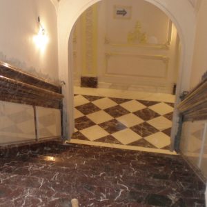red levanto marble stair